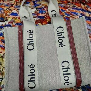 CHLOE WOODY TOTE BAG IN LINEN